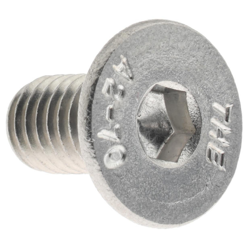 Flat Socket Cap Screw: M6x1, 12.00 mm OAL, 18-8 Stainless Steel - Fully Threaded, 90 degree Flat, 4.00 mm Drive, DIN 7991