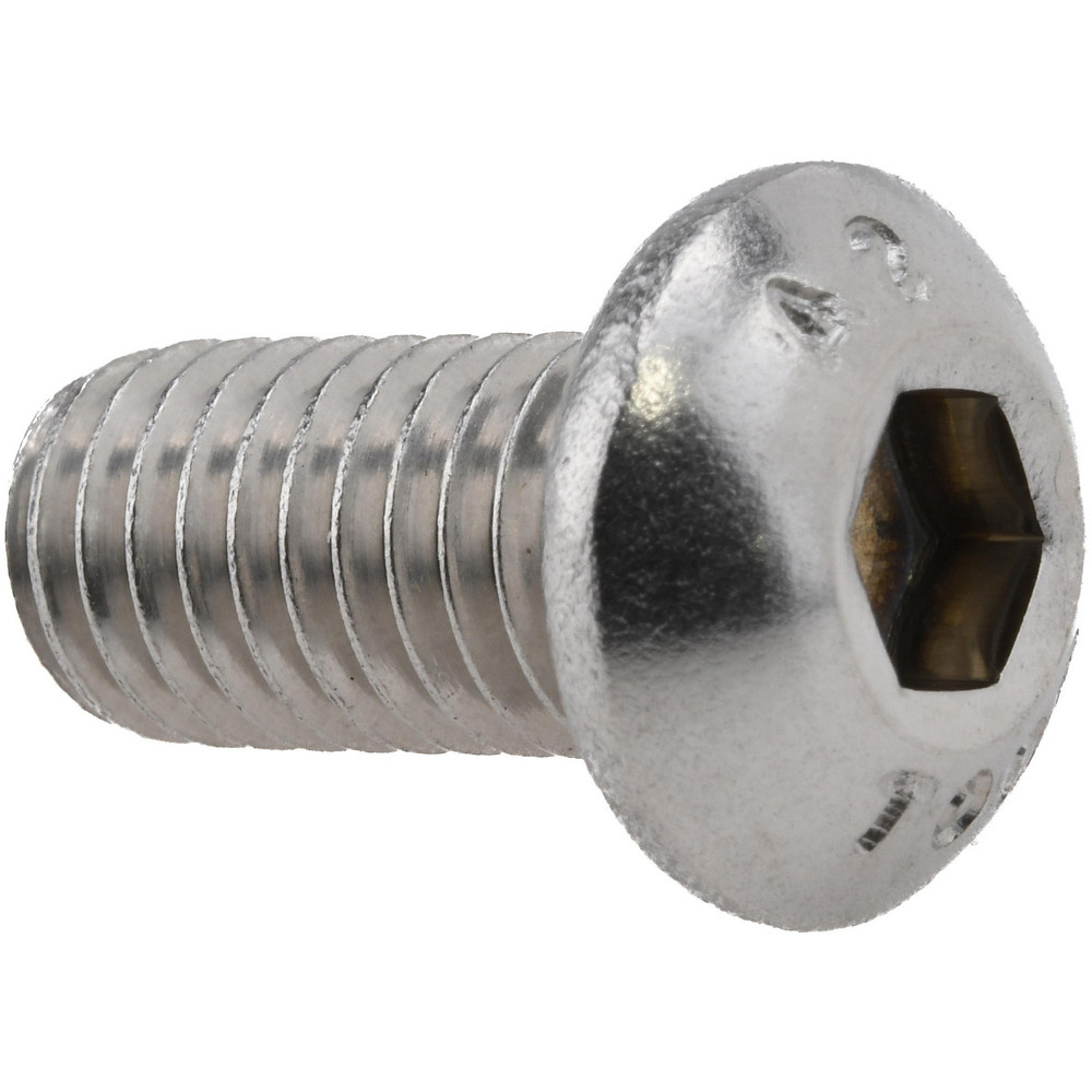 Button Socket Cap Screw: M8x1.25, 16.00 mm Length Under Head, Stainless Steel, Bright/Uncoated - 5.00 mm Drive, Hex Socket Drive, ISO 7380