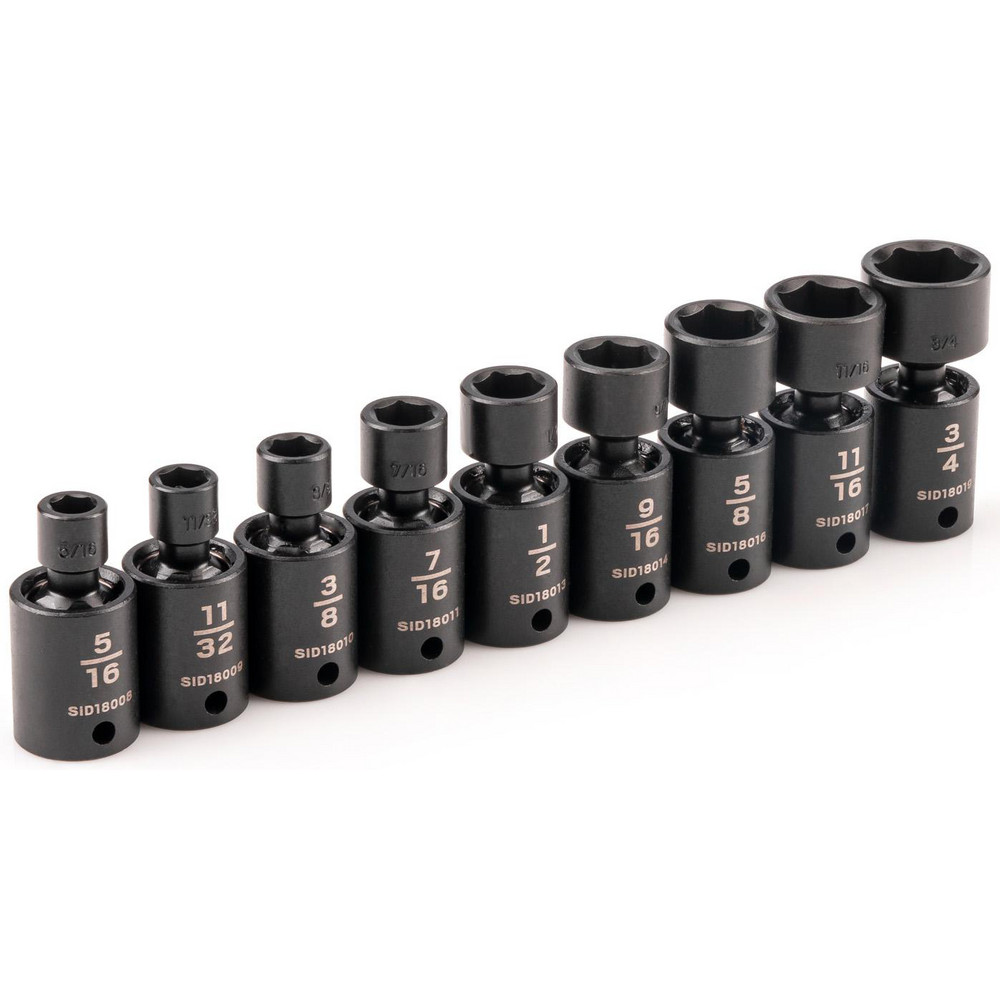 Tekton - Socket Set: Universal Joint, 9 Pc, 3/8