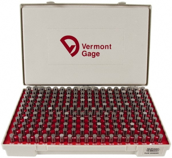 Vermont Gage 102300400 Class ZZ Plug Gage Set: 10.01 to 13.99 mm Range, 200 Pc Image