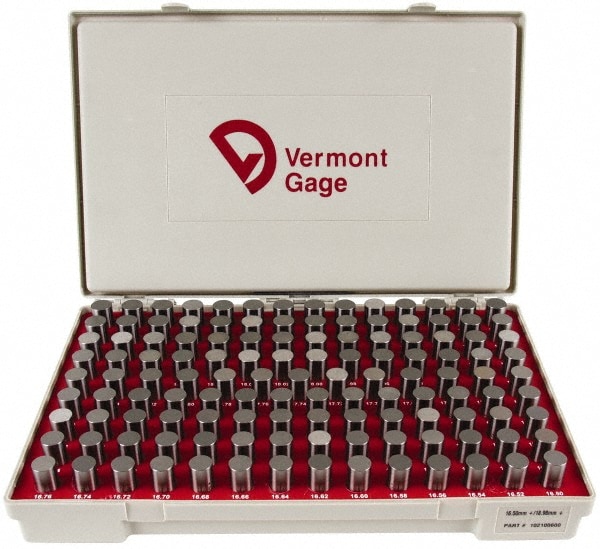 Vermont Gage 102100600 Class ZZ Plug Gage Set: 16.5 to 18.98 mm Range, 125 Pc Image