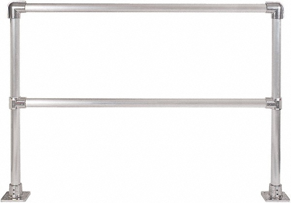6' Long x 6-1/2" High, Aluminum Straight Railing - 1.9" Pipe, Includes 2 Sub Assembled Posts, 2 Horizontal Rails, Bag with 2 Flanges, Instructions, Assembly Tool