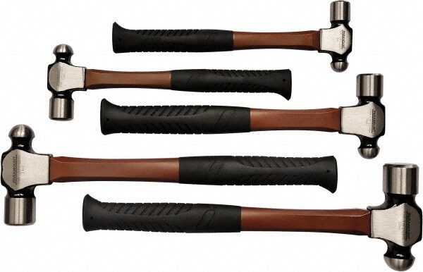 5 Piece, 1/2, 3/4, 1, 1-1/2, 2 Lb Head Weight, Ball Pein Hammer Set