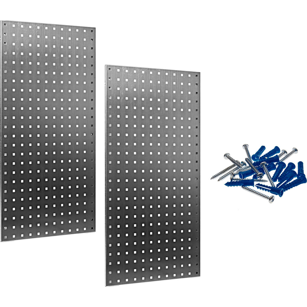 Triton | LocBoard Pegboard Storage Board: 36" Wide, 18" High, Stainless Steel - 2 Panel, Stainless Steel, Square Holes | Part #LB18-S