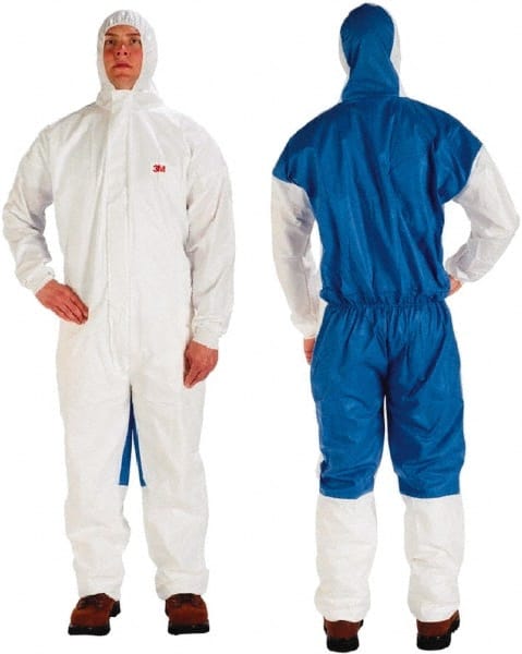 Non-Disposable Rain & Chemical-Resistant Coverall: Blue & White