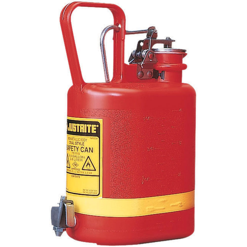 Safety Disposal Cans: Capacity: 1.000; Can Material: High Density Polyethylene; Color: Red; Compatible Fluid: Flammable and or Corrosive Waste