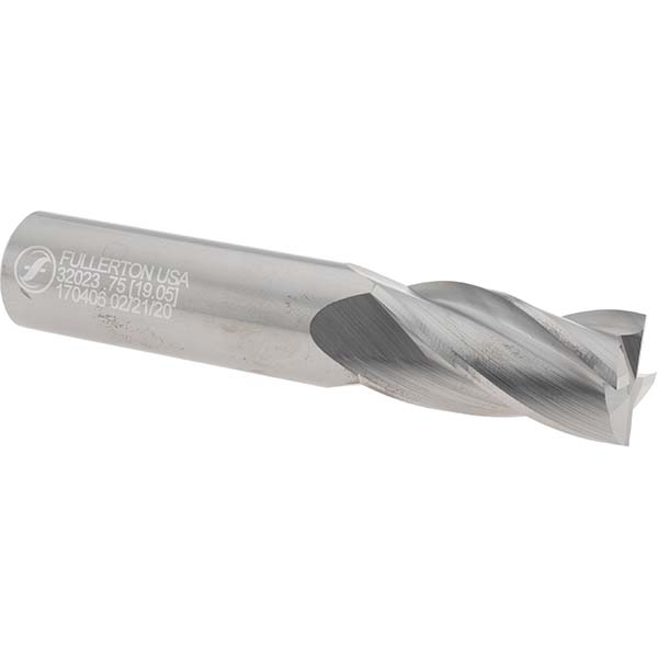 Made in USA 32023 Square End Mill: 3/4 Dia, 1-1/2 LOC, 3/4 Shank Dia, 4 OAL, 4 Flutes Image