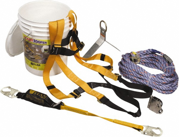 Size Universal, 310.00 Lb Capacity, Polyester, Roofer's Kit - 3.0 Ft. Long Lanyard, Steel Snap Hook Anchorage, Orange/Black