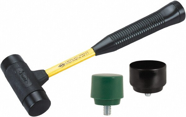 Non-Marring Hammer: 24 oz, 2" Face Dia, Aluminum Head