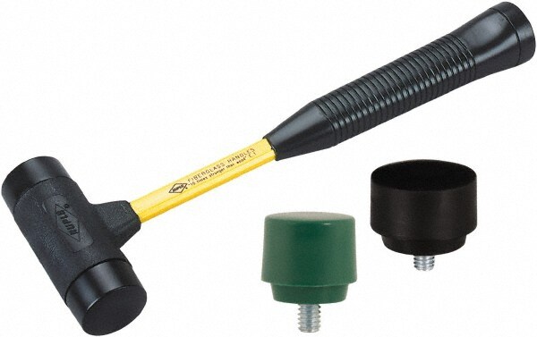 Non-Marring Hammer: 1 lb, 1-1/2" Face Dia, Aluminum Head
