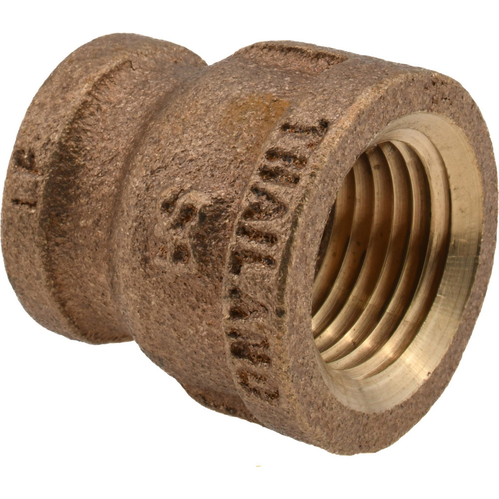 Brass Pipe Reducing Coupling: 1/2 x 3/8" Fitting, Threaded, FNPT x FNPT, Class 125, Lead Free