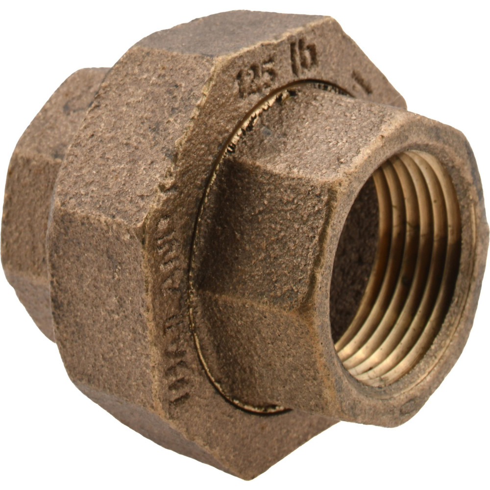 Brass Pipe Union: 1" Fitting, Threaded, FNPT x FNPT, Class 125, Lead Free - 125 psi, Brass