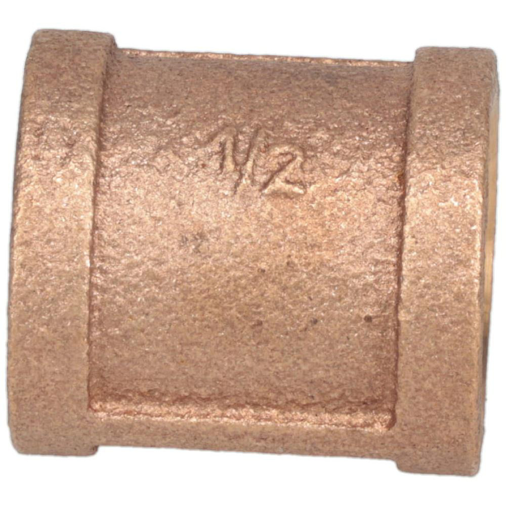 Brass Pipe Coupling: 1/2" Fitting, Threaded, FNPT x FNPT, Class 125, Lead Free