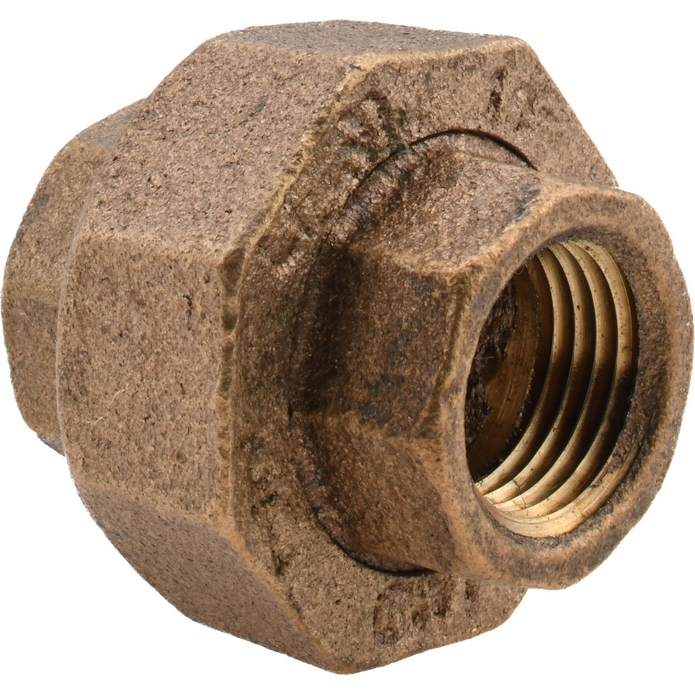 Brass Pipe Union: 1/2" Fitting, Threaded, FNPT x FNPT, Class 125, Lead Free