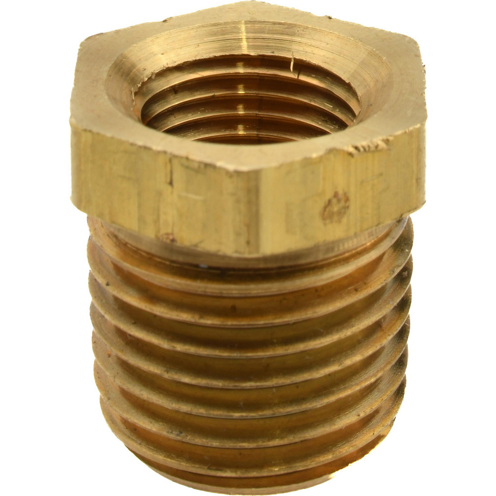 Brass Pipe Bushing: 1/4 x 1/8" Fitting, Threaded, MNPT x FNPT, Class 125, Lead Free