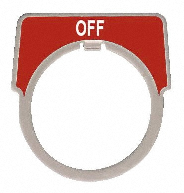 Square D Half Round, Aluminum Legend Plate - Off - Red Background, White Letters, 1.18" Hole Dia | Part #9001KN204