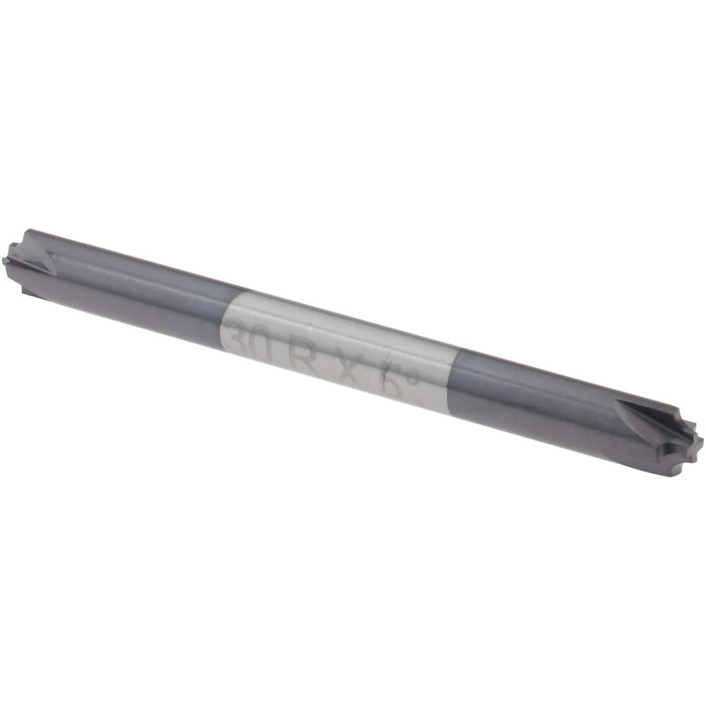 Harvey Tool Corner Rounding End Mill: 0.03 mm Radius, 1/8" Dia, 4 Flutes, Solid Carbide - 1/8" Shank Dia, AlTiN Coated, Double End | Part #67630-C3