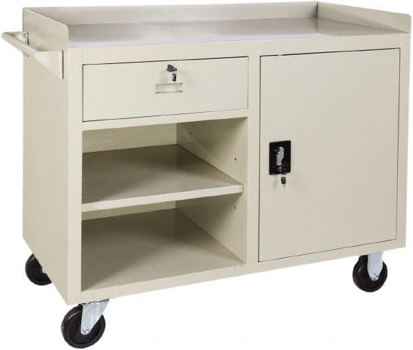 Roller Cabinet Mobile Work Center: 22" OAD, 1 Drawer, 2 Shelf