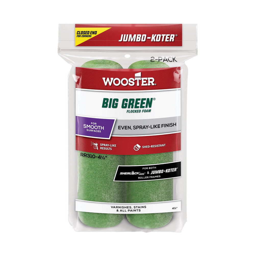 Mini Paint Roller Cover: 3/8" Nap, 4-1/2" Wide - Smooth Texture, Foam