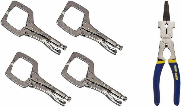 11" LOCKING C CLAMP PLIERS 5 WITH REGULAR TIP AND 5 WITH SWIVEL  PAD 10 PCS SET 