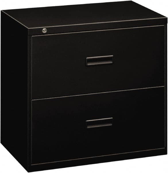 Horizontal File Cabinet: 2 Drawers, Steel, Black