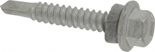 ITW Buildex 560129 1/4", Hex Washer Head, Hex Drive, 1-1/2" Length Under Head, #3 Point, Self Drilling Screw Image