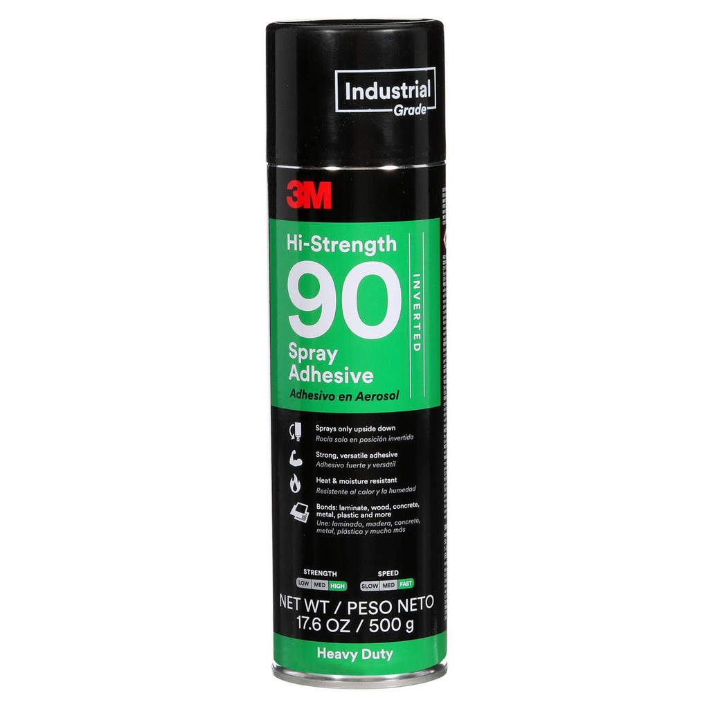 3M Hi-Strength Spray Adhesive 90,"verted, Clear, 24 fl oz Can, Net Wt 17.6 oz | Part #00051111072783