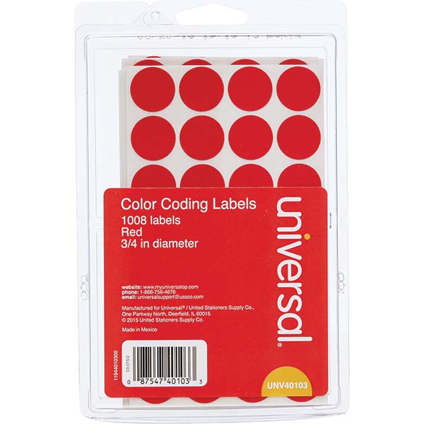 UNIVERSAL Label Maker Label Red, Paper, 1,008 per Roll 68844695