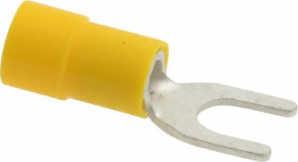 Thomas & Betts TV10-10F-XV Standard Fork Terminal: Yellow, Vinyl, Partially Insulated, #10 Stud, Crimp 