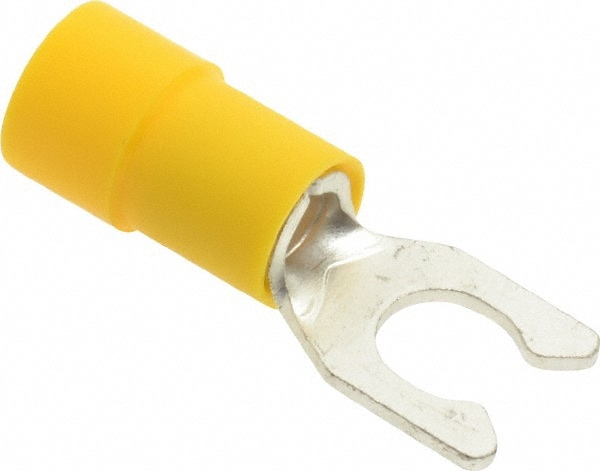 Thomas & Betts TV10-10LF-XV Locking Fork Terminal: Yellow, Vinyl, Partially Insulated, #10 Stud, Crimp 