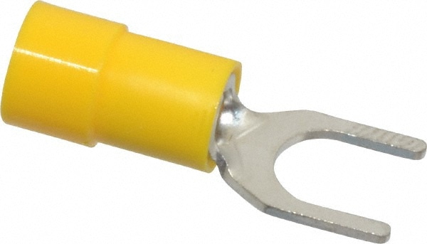 Thomas & Betts TV10-14F-XV Standard Fork Terminal: Yellow, Vinyl, Partially Insulated, #1/4" Stud, Crimp Image