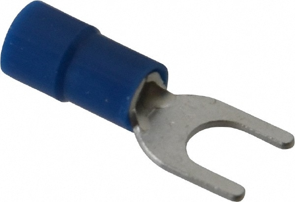 Thomas & Betts TV14-10F-XV Standard Fork Terminal: Blue, Vinyl, Partially Insulated, #10 Stud, Crimp Image