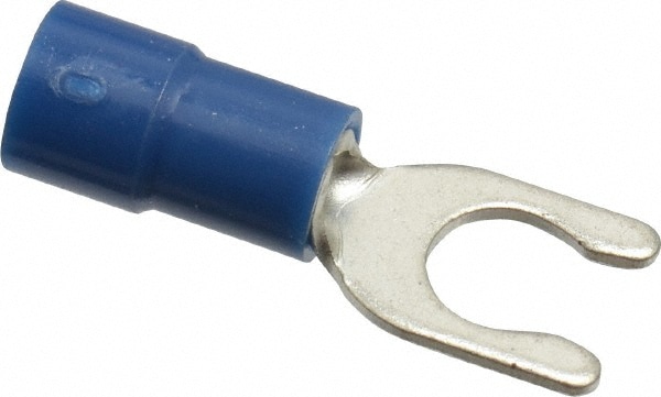 Thomas & Betts TV14-10LF-XV Locking Fork Terminal: Blue, Vinyl, Partially Insulated, #10 Stud, Crimp Image