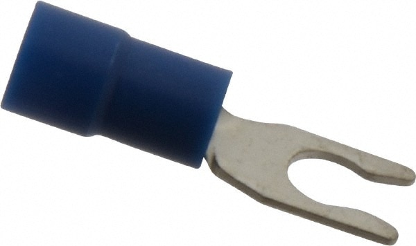 Thomas & Betts TV14-6LF-XV Locking Fork Terminal: Blue, Vinyl, Partially Insulated, #6 Stud, Crimp Image