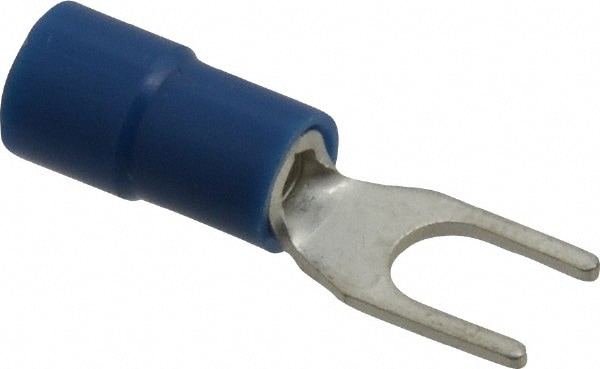 Thomas & Betts TV14-8F-XV Standard Fork Terminal: Blue, Vinyl, Partially Insulated, #8 Stud, Crimp Image