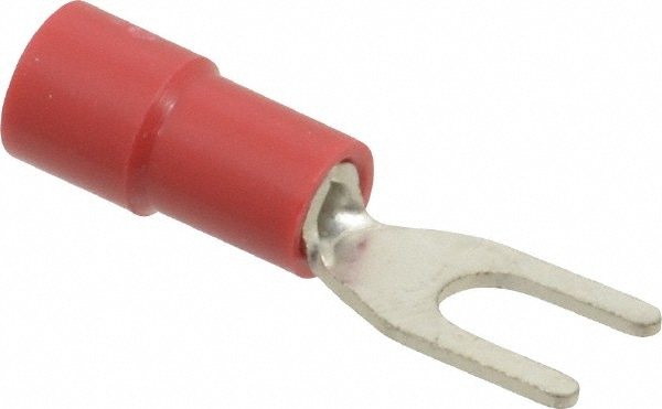 Thomas & Betts TV18-6F-XV Standard Fork Terminal: Red, Vinyl, Partially Insulated, #6 Stud, Crimp Image