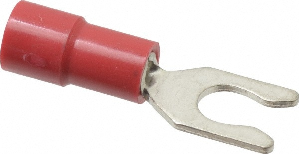 Thomas & Betts TV18-8LF-XV Locking Fork Terminal: Red, Vinyl, Partially Insulated, #8 Stud, Crimp Image