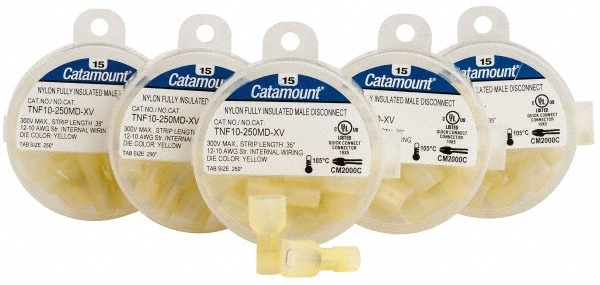 Thomas & Betts TNF10-250MD-XV Wire Disconnect: Male, Yellow, Nylon, 12-10 AWG, 1/4" Tab Width 