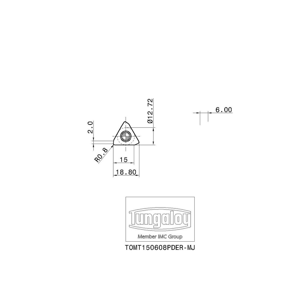 Tungaloy - Milling Insert: ANSI TOMT150608PDER-MJ AH3135