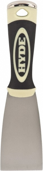 Putty Knife: Carbon Steel, 2" Wide - Flexible, Plastic Overmold Handle