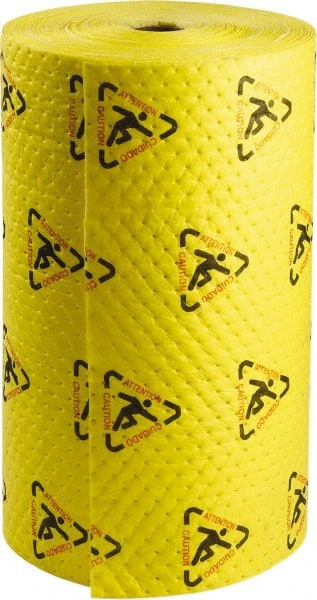Brady SPC Sorbents CH303 Sorbent Pad: Chemical & Hazmat Use, 30" Wide, 300 Long, 80 gal, Black, Red & Yellow 