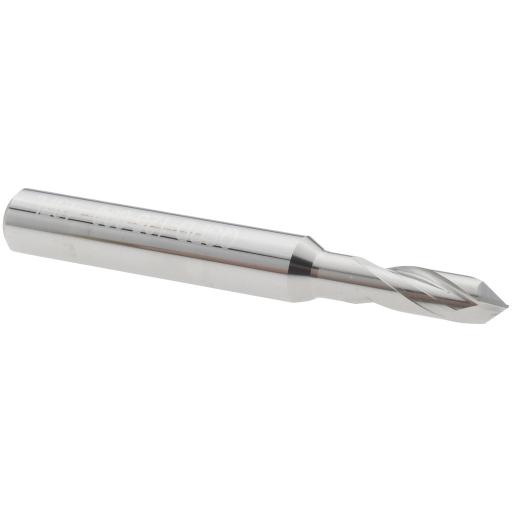 Micro 100 Spotting Drill: 1/8" Dia, 90 deg, 1-1/2" OAL, Solid Carbide - 3/8" Flute Length, 3/16" Shank Dia, Bright/Uncoated Finish, Right Hand Cut