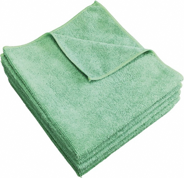Terry Microfiber Towel: Virgin, Microfiber Microfiber - Green, Low Lint, 12 Towels per Pack