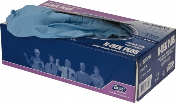 Showa 8005PFL Disposable Gloves: Size Large, 8 mil, Nitrile-Coated, Nitrile Image