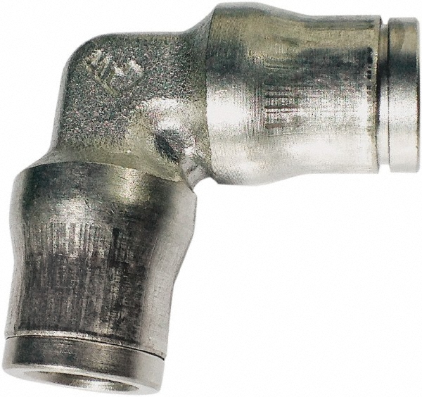 Push-to-Connect Tube x Tube Fitting: Union Elbow, 5/16" OD - Nickel-Plated Brass, 435 psi