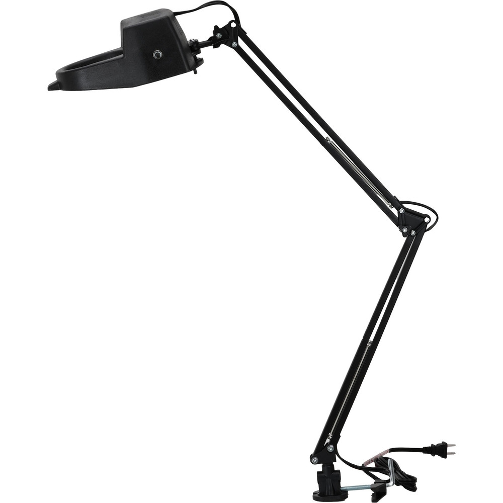 Task Light: Incandescent, 40" Reach, Swing Arm, Clamp-On, Black