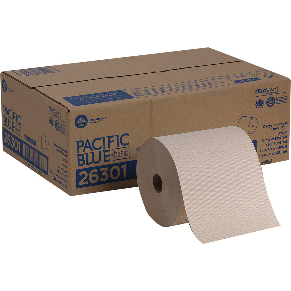 Pacific Blue Basic Recycled Hardwound Paper Towel Roll (Previously Envision), Brown - 6 Rolls/Case