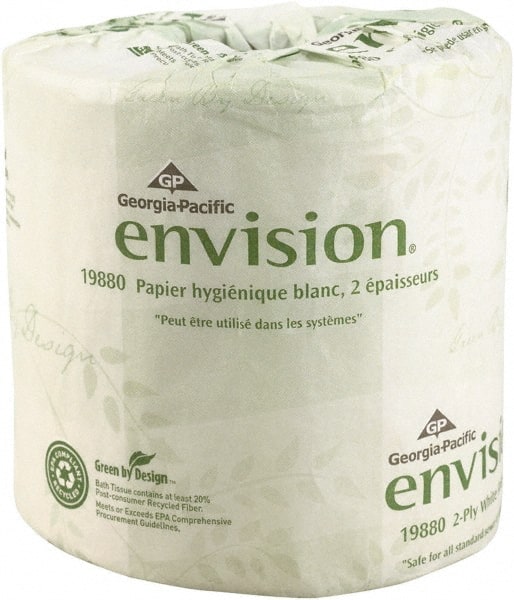 GEORGIA PACIFIC 19880/01 Bathroom Tissue: Standard Roll, Recycled Fiber, 2-Ply, White 