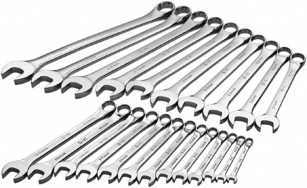 Combination Wrench Set: 23 Pc, 8 to 32 mm Wrench, Metric