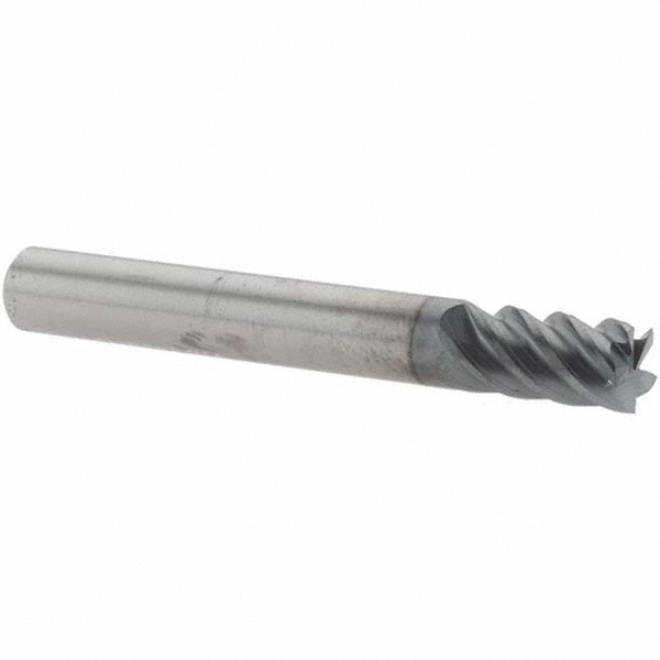 Square End Mill: 1/4'' Dia, 1/2'' LOC, 1/4'' Shank Dia, 2'' OAL, 5 Flutes, Solid Carbide